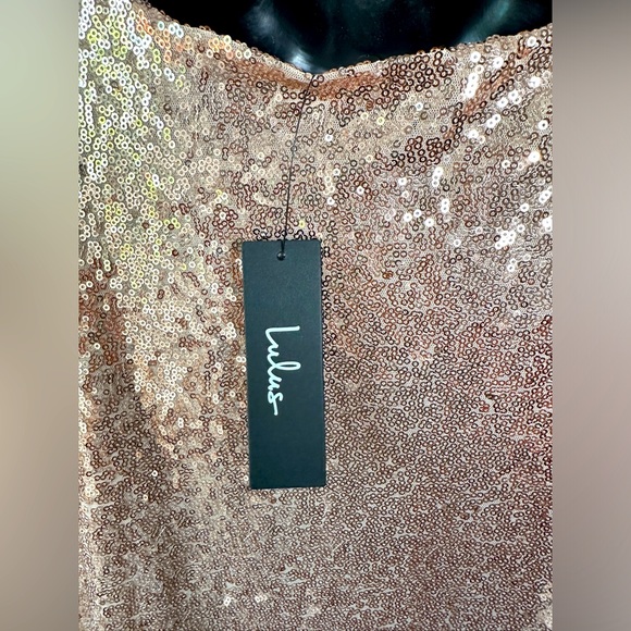 NWT Lulus Light Up The Night Champagne Sequin Shift Dress - Picture 10 of 12
